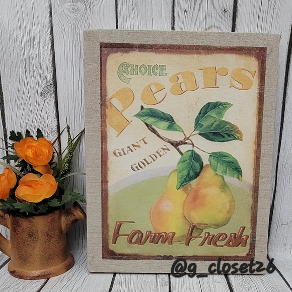 Vintage Style Farm Fresh Pears Canvas Art Sign - Picture 1 of 7